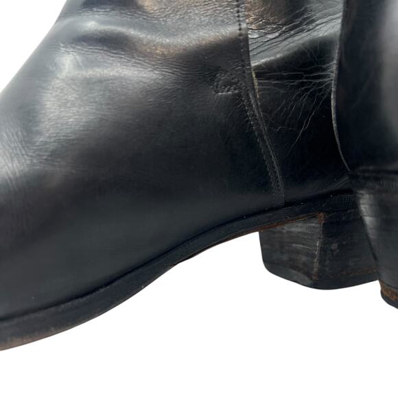 Vintage Handmade Black Leather Pull On Ankle Boots Spain with Shoe Tree - 7D main image 14